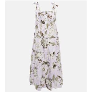 Erdem Georgiana Floral Midi Dress Cotton Silk Size 4